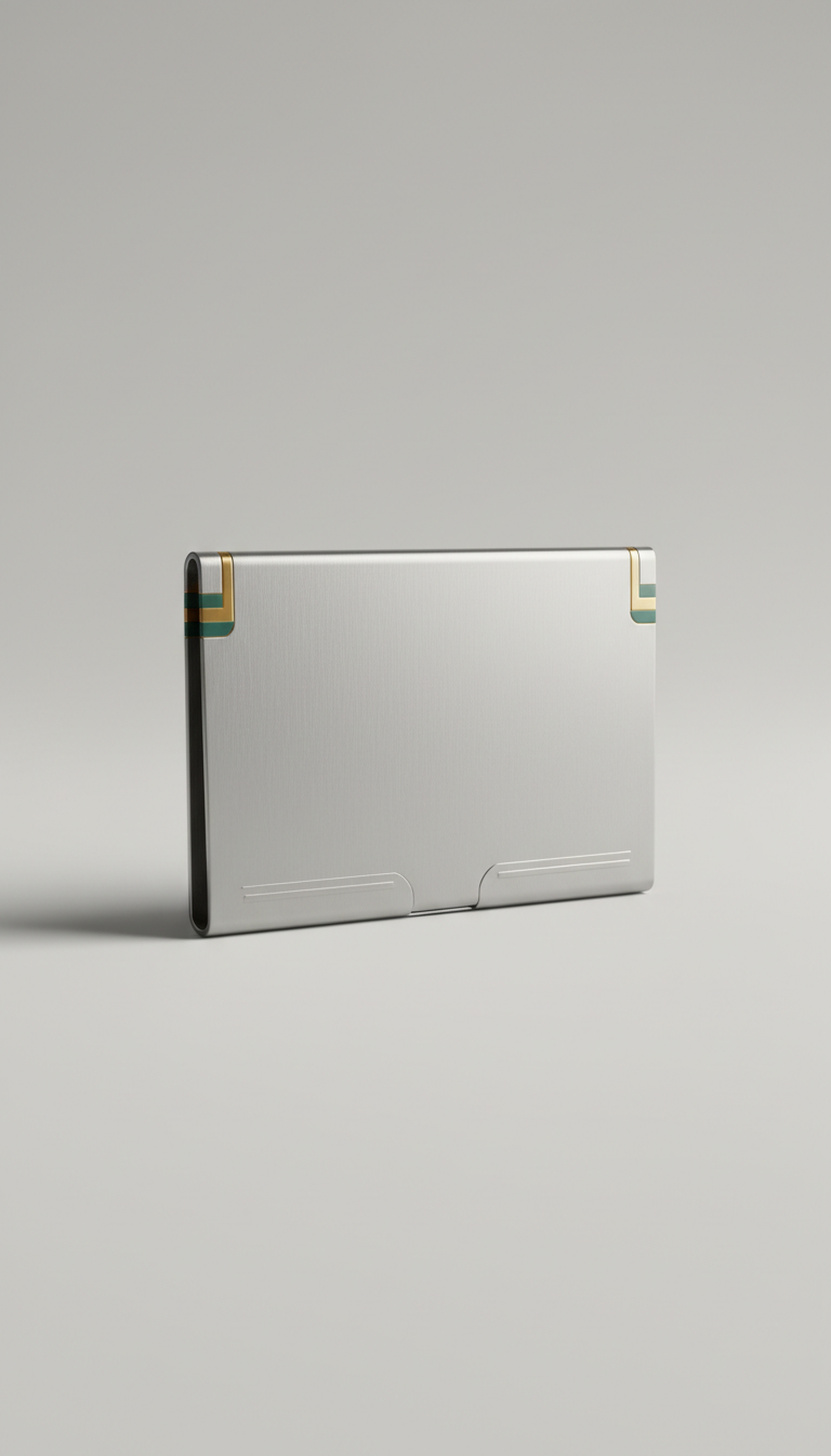 Stainless steel business card holder with logo