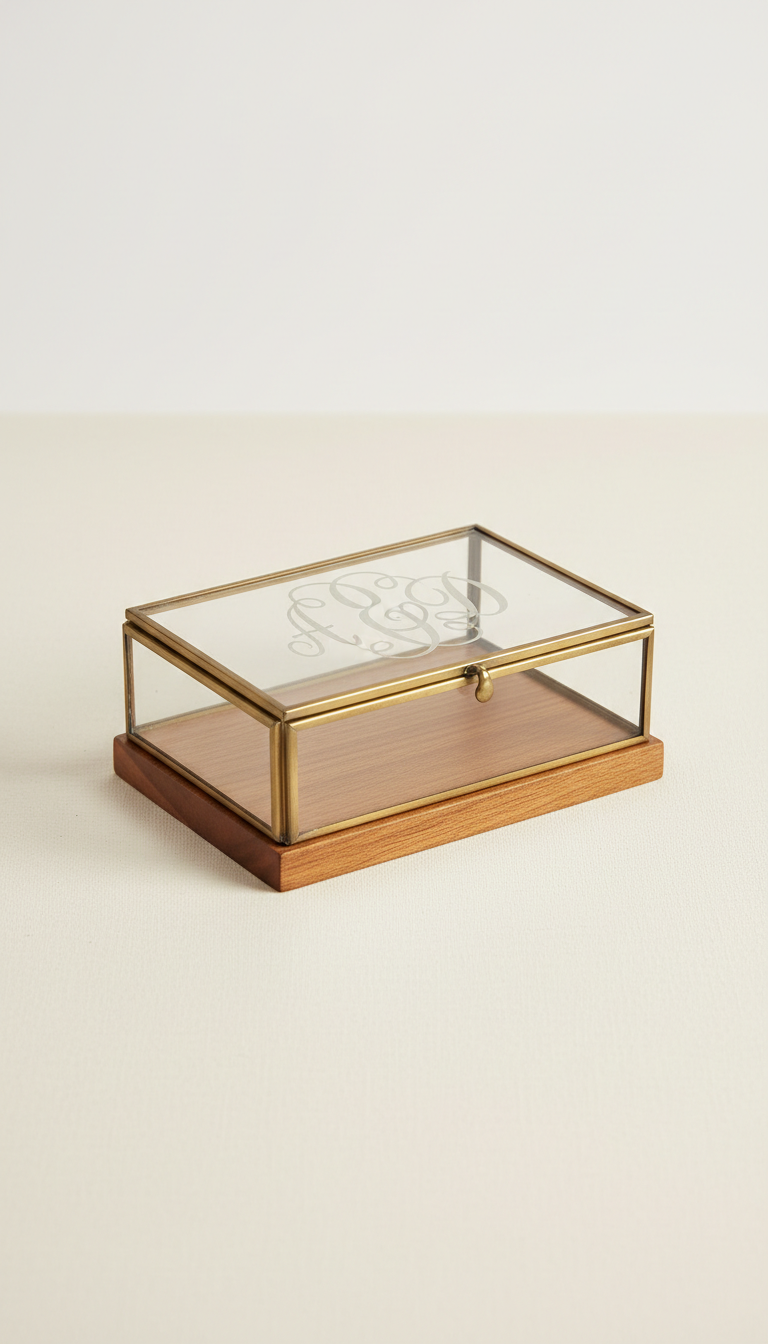 Monogrammed Glass Jewelry Box