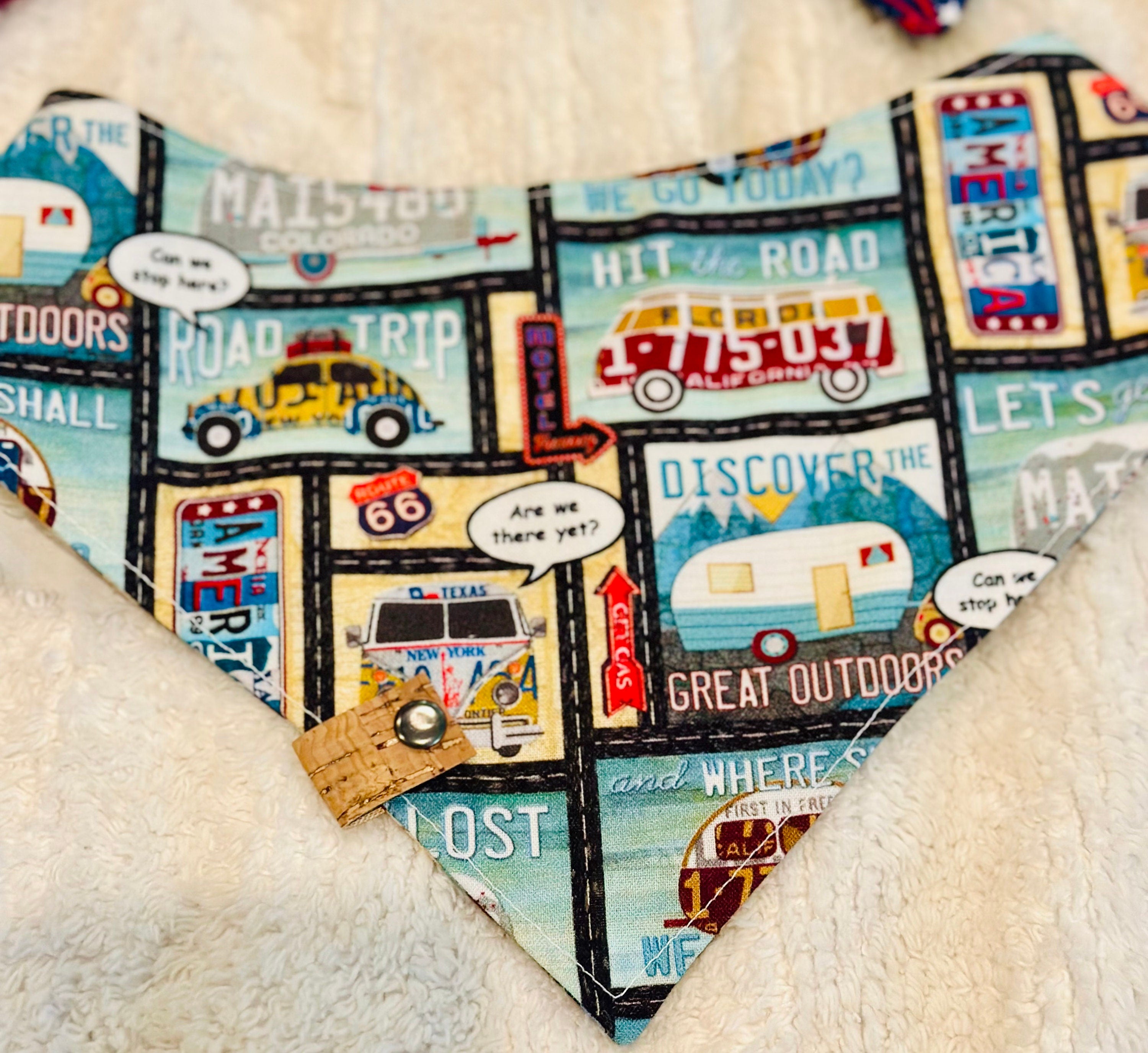 RV Life Dog Bandana: Route 66 Camping Adventure Pet Scarf