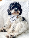 Handmade Black & White Paw Print Dog Bandana: Classic Tie-On Scarf