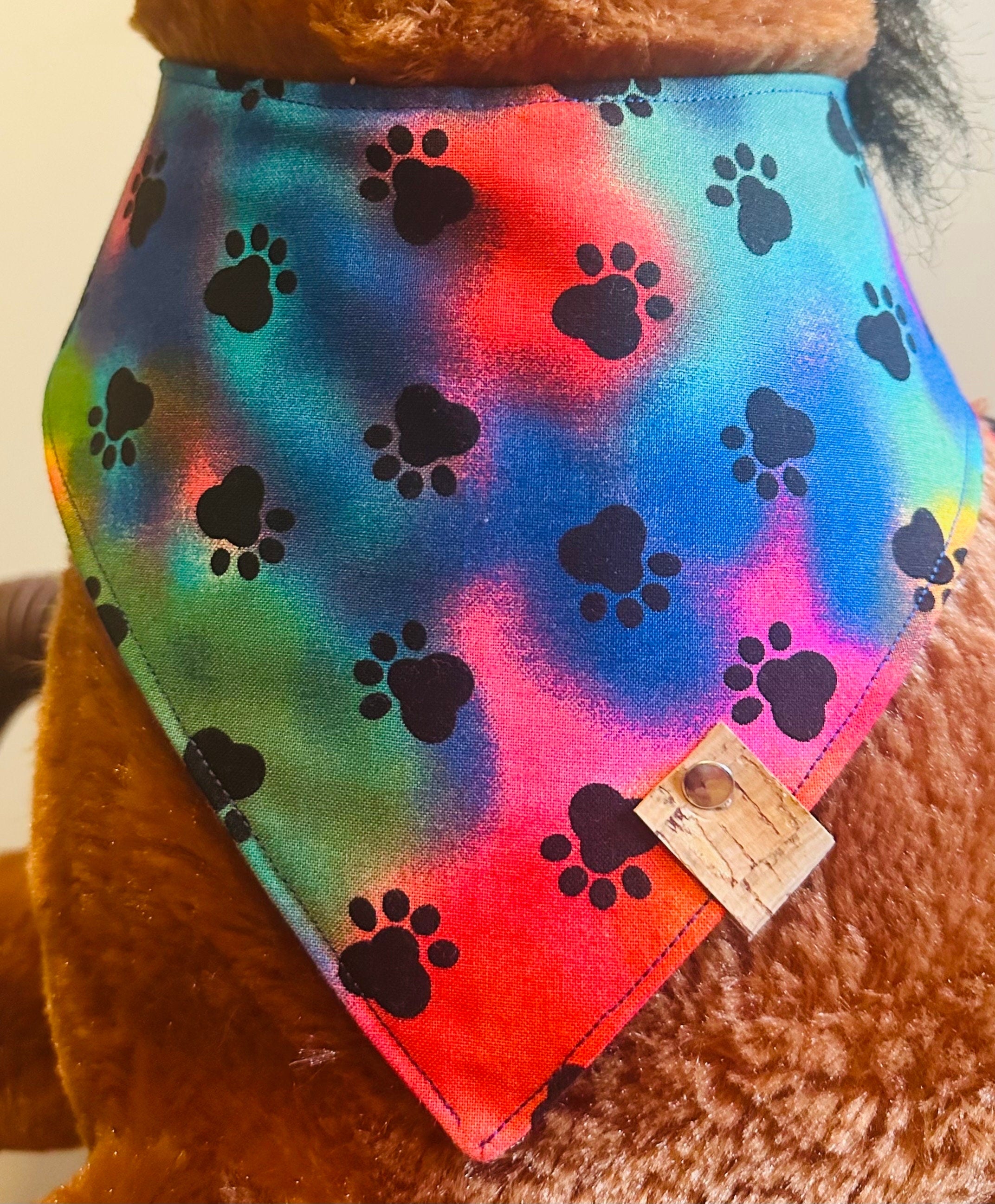 Blue Bone Print Dog Bandana - Handmade Cotton Tie-On Scarf