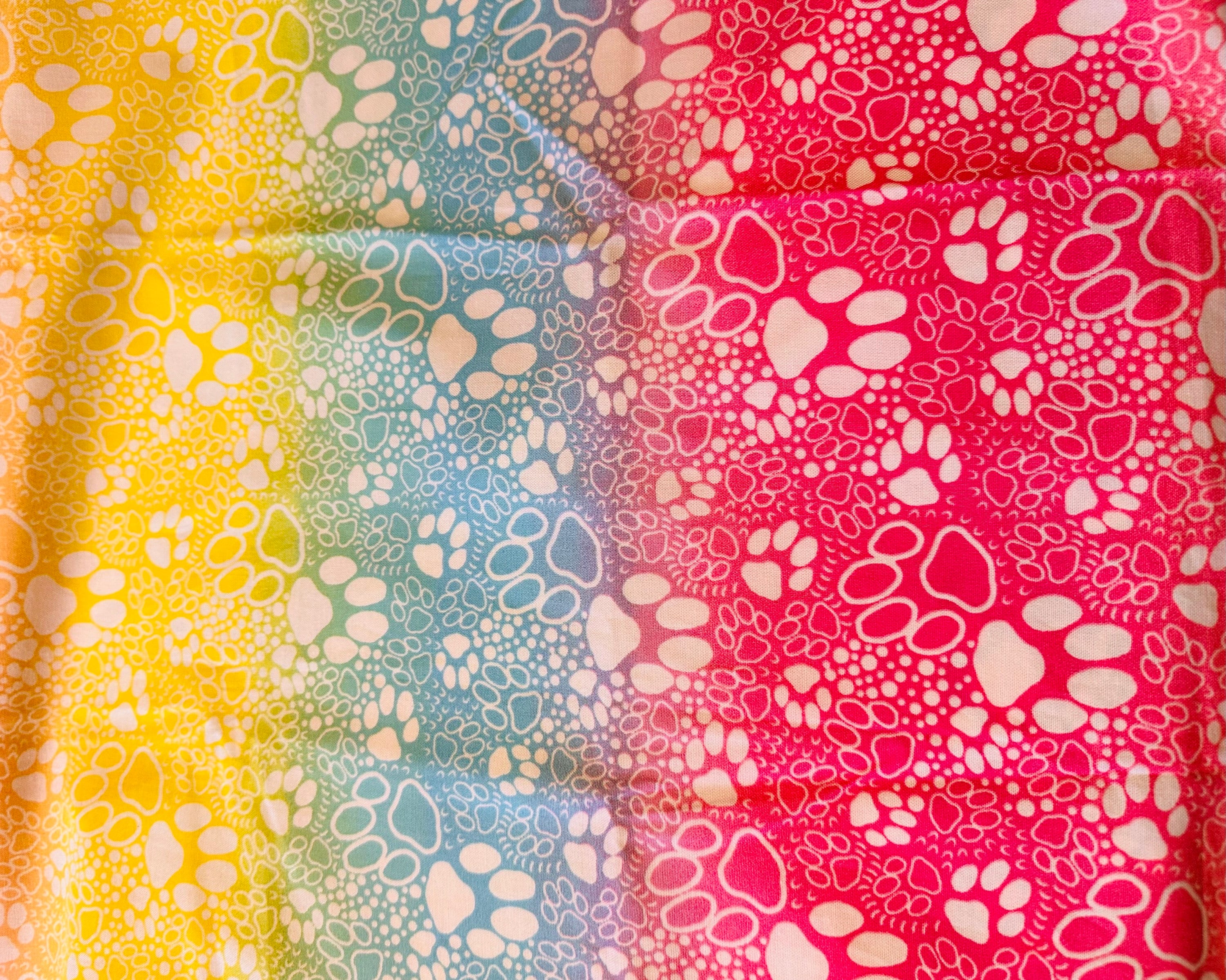 Tie Dye Paw Print Dog Bandana – Colorful Pet Scarf – Custom Tie-On Dog Accessory
