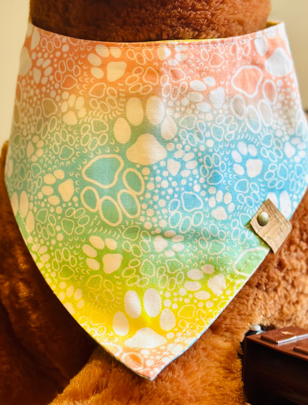 Tie Dye Paw Print Dog Bandana – Colorful Pet Scarf – Custom Tie-On Dog Accessory