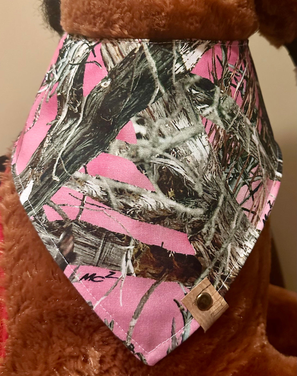Pink Camo Dog Bandana: Handmade Tie-On Pet Scarf