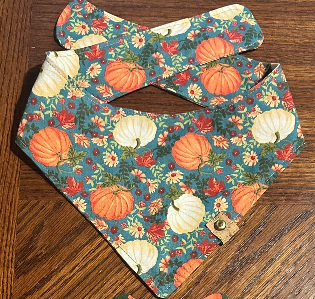 Pumpkin Dog Bandana: Fall Print Tie-On Cotton Scarf