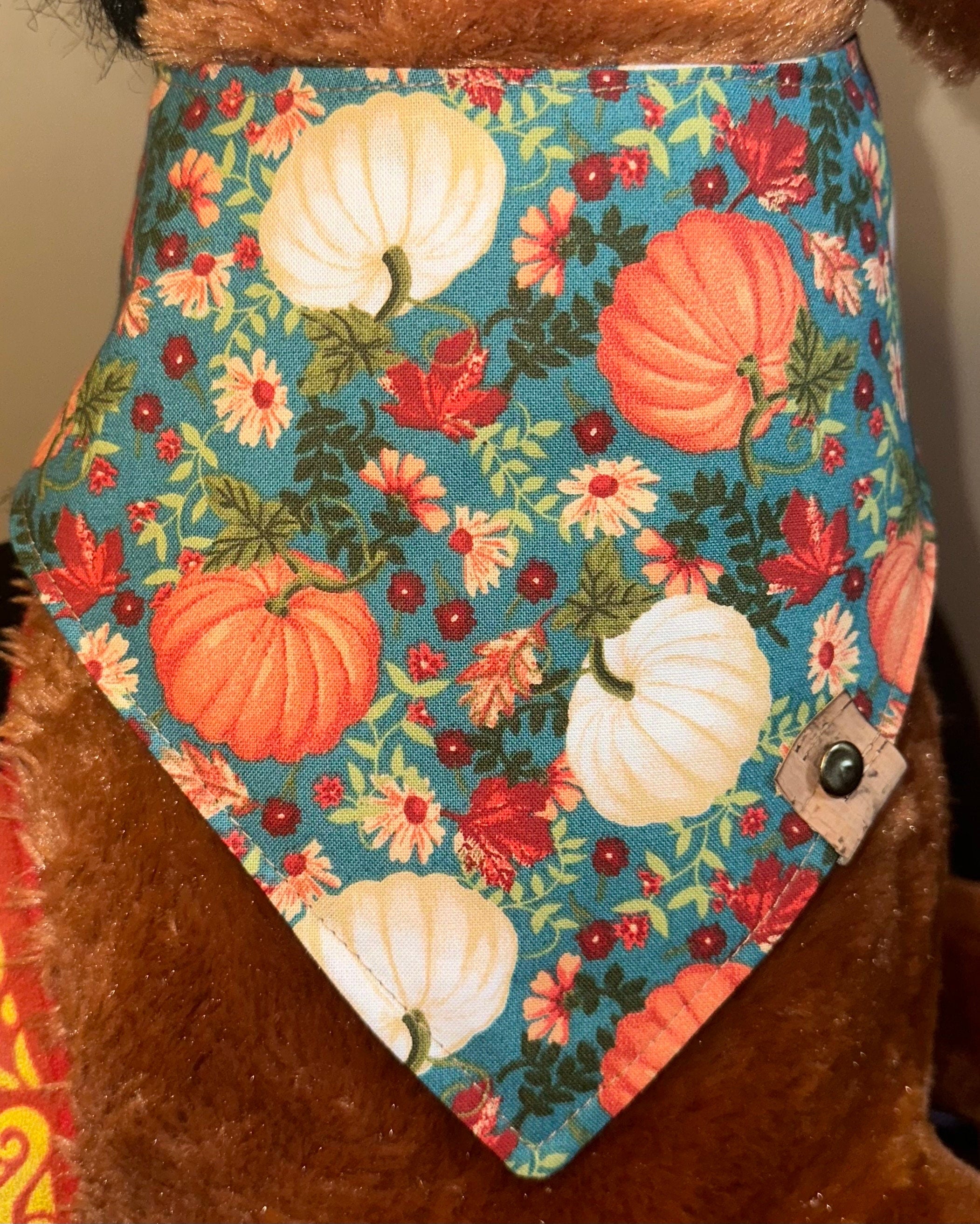 Pumpkin Dog Bandana: Fall Print Tie-On Cotton Scarf