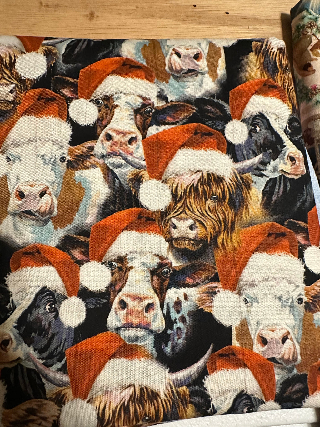 Christmas Dog Bandana: Handmade Cows in Santa Hats, Tie-On Holiday Scarf
