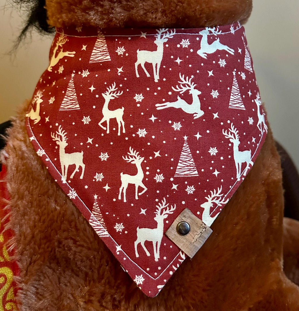 Reindeer Christmas Dog Bandana: Handmade Holiday Tie-On Scarf