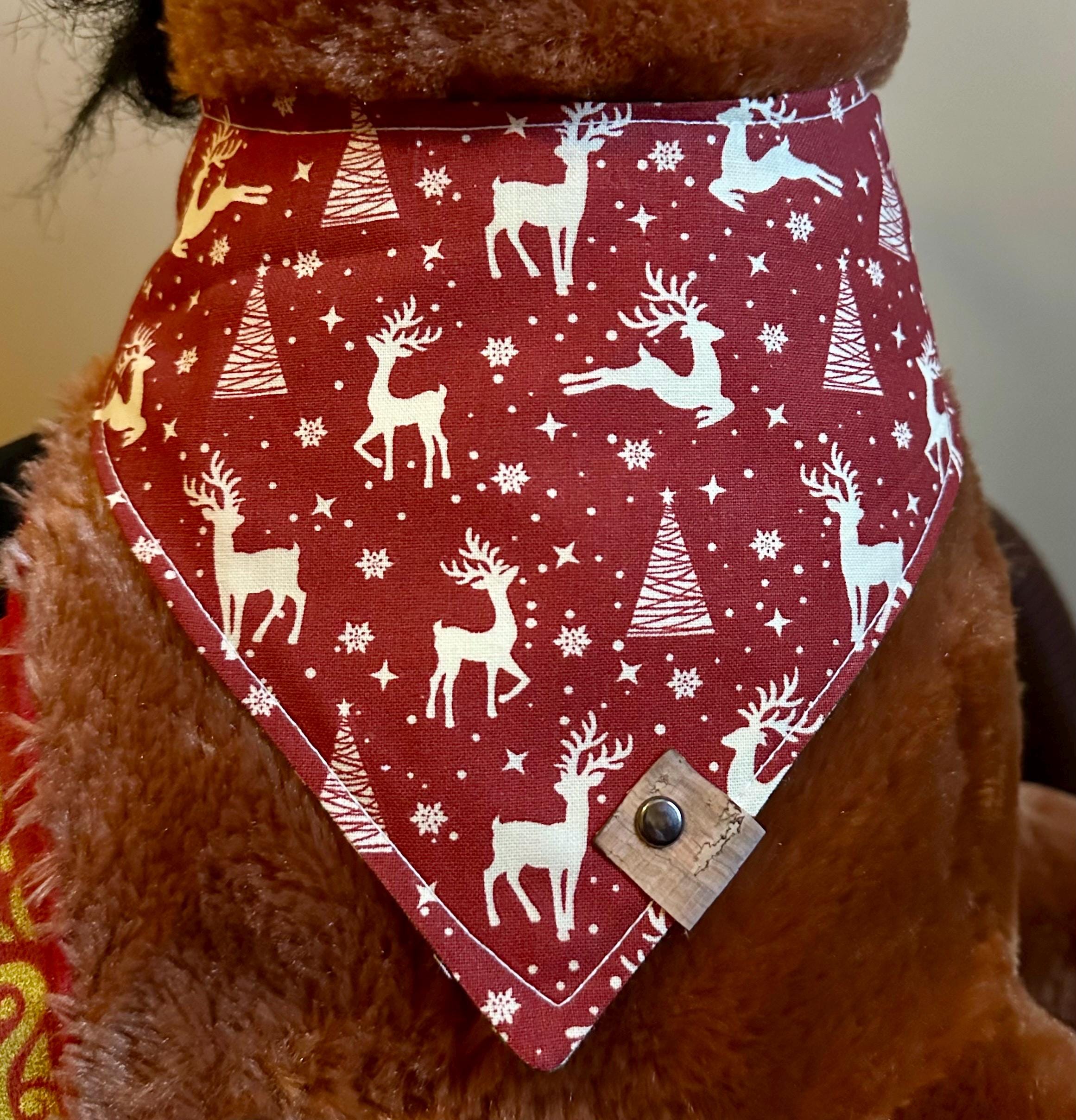 Reindeer Christmas Dog Bandana: Handmade Holiday Tie-On Scarf
