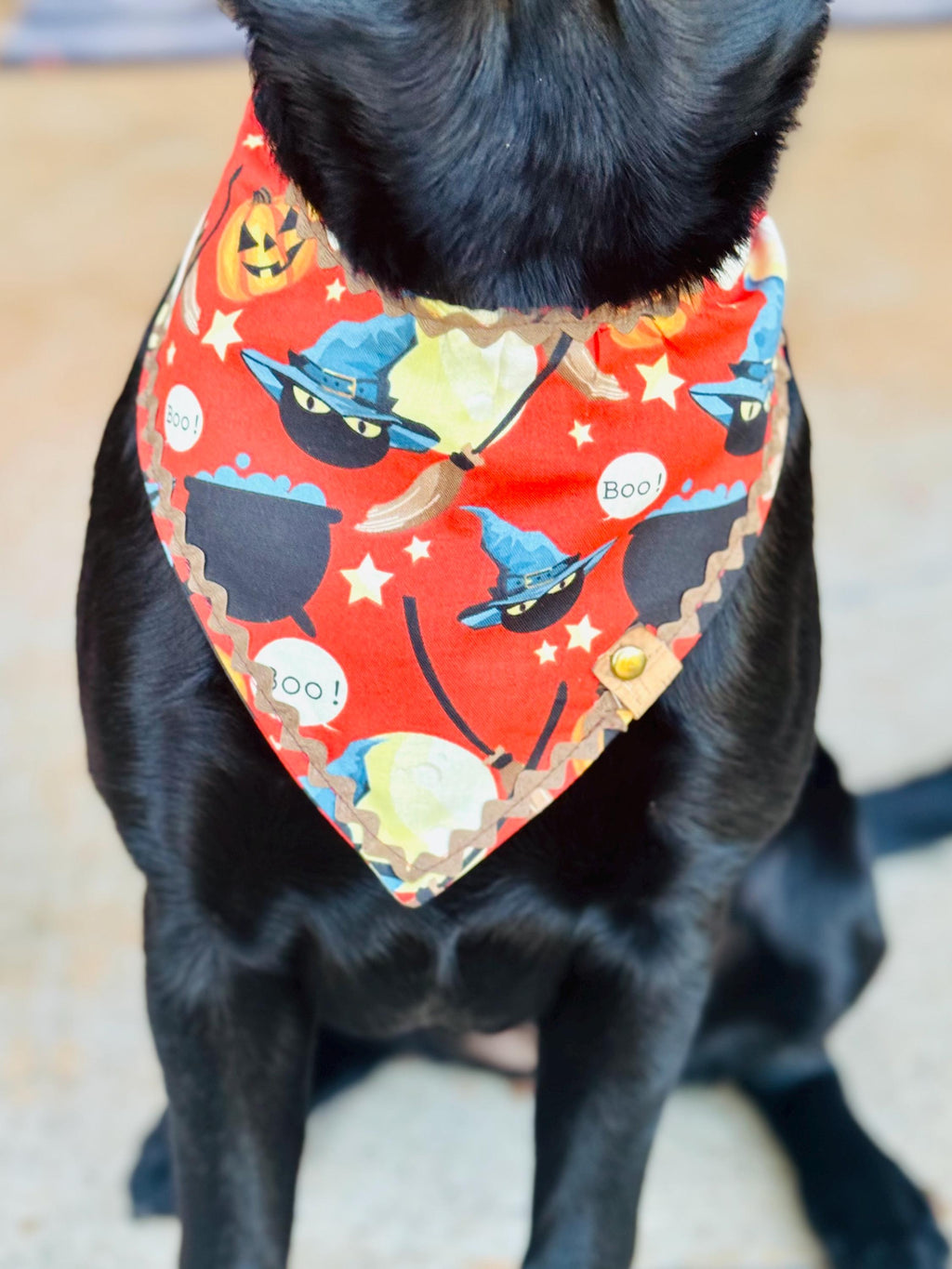 Halloween Dog Bandana – Jack-o'-Lantern Pumpkin Print – Tie-On Pet Scarf XS to XL