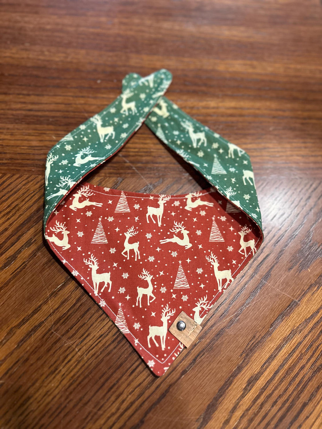 Reindeer Christmas Dog Bandana: Handmade Holiday Tie-On Scarf