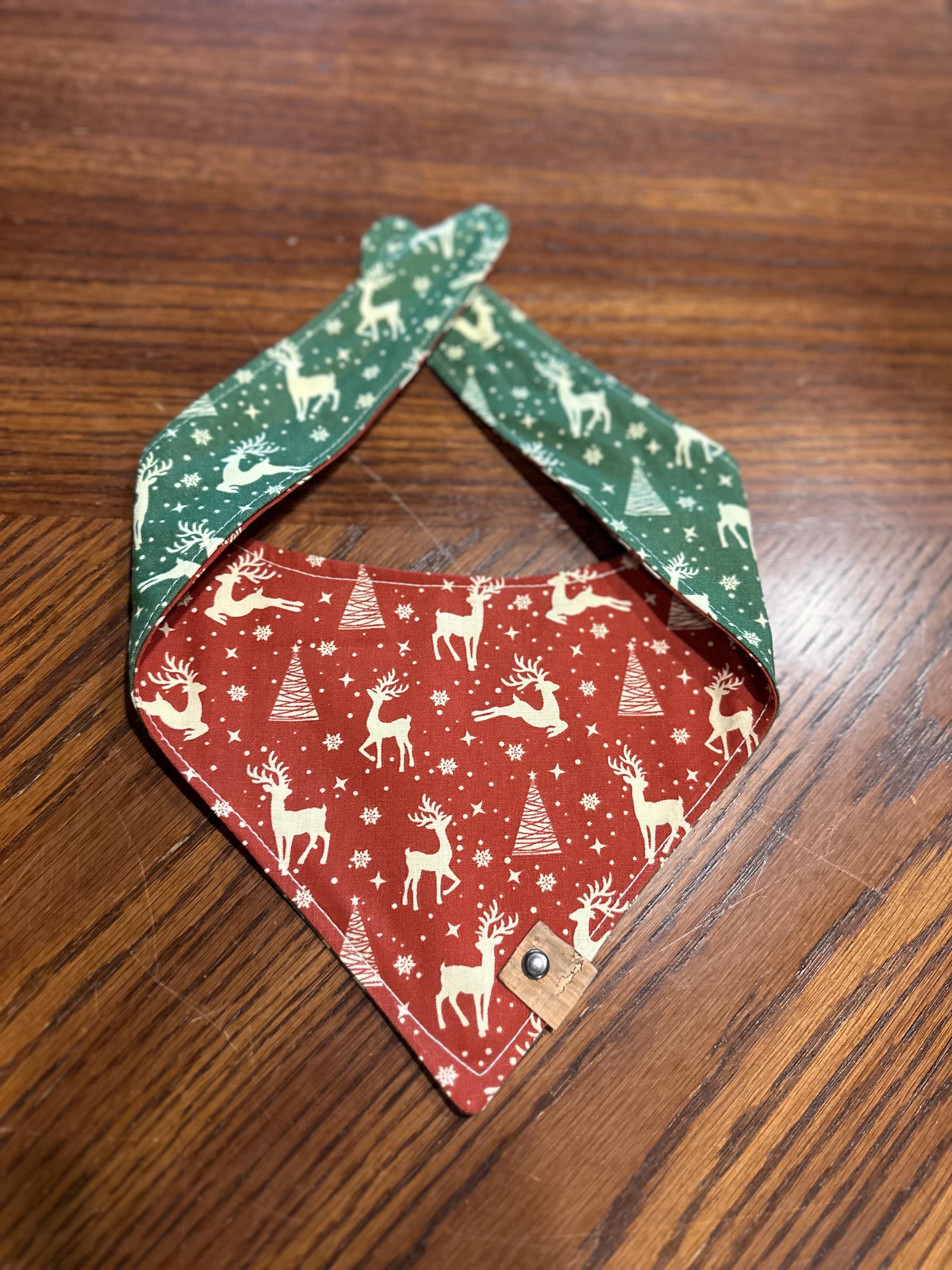 Reindeer Christmas Dog Bandana: Handmade Holiday Tie-On Scarf
