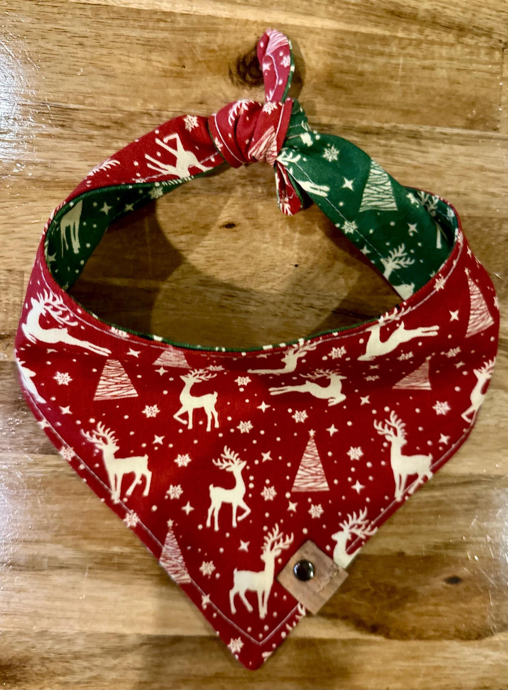 Reindeer Christmas Dog Bandana: Handmade Holiday Tie-On Scarf
