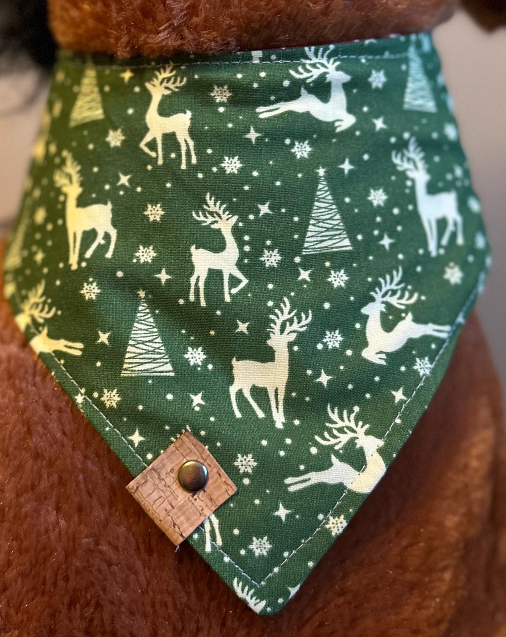 Reindeer Christmas Dog Bandana: Handmade Holiday Tie-On Scarf