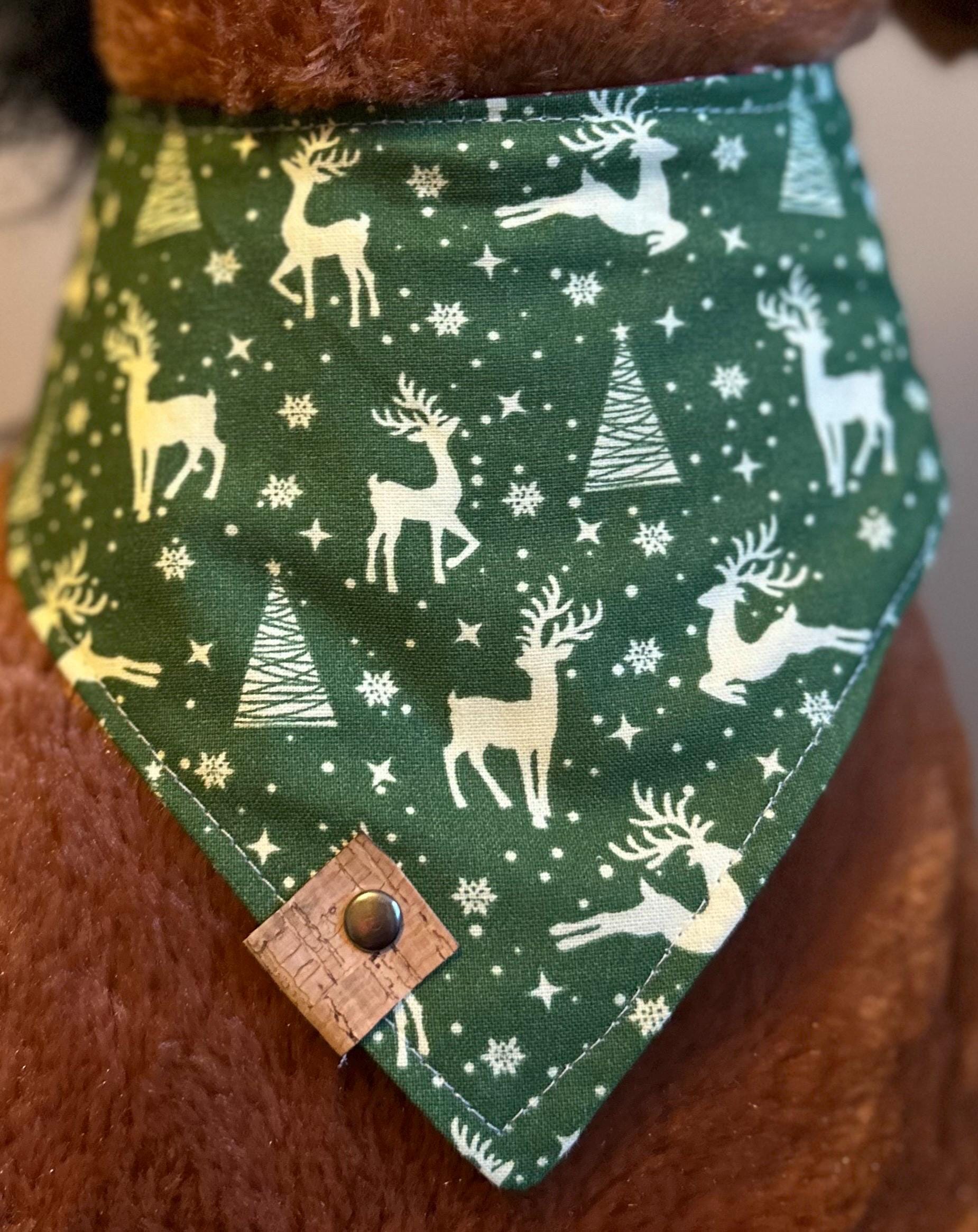 Reindeer Christmas Dog Bandana: Handmade Holiday Tie-On Scarf