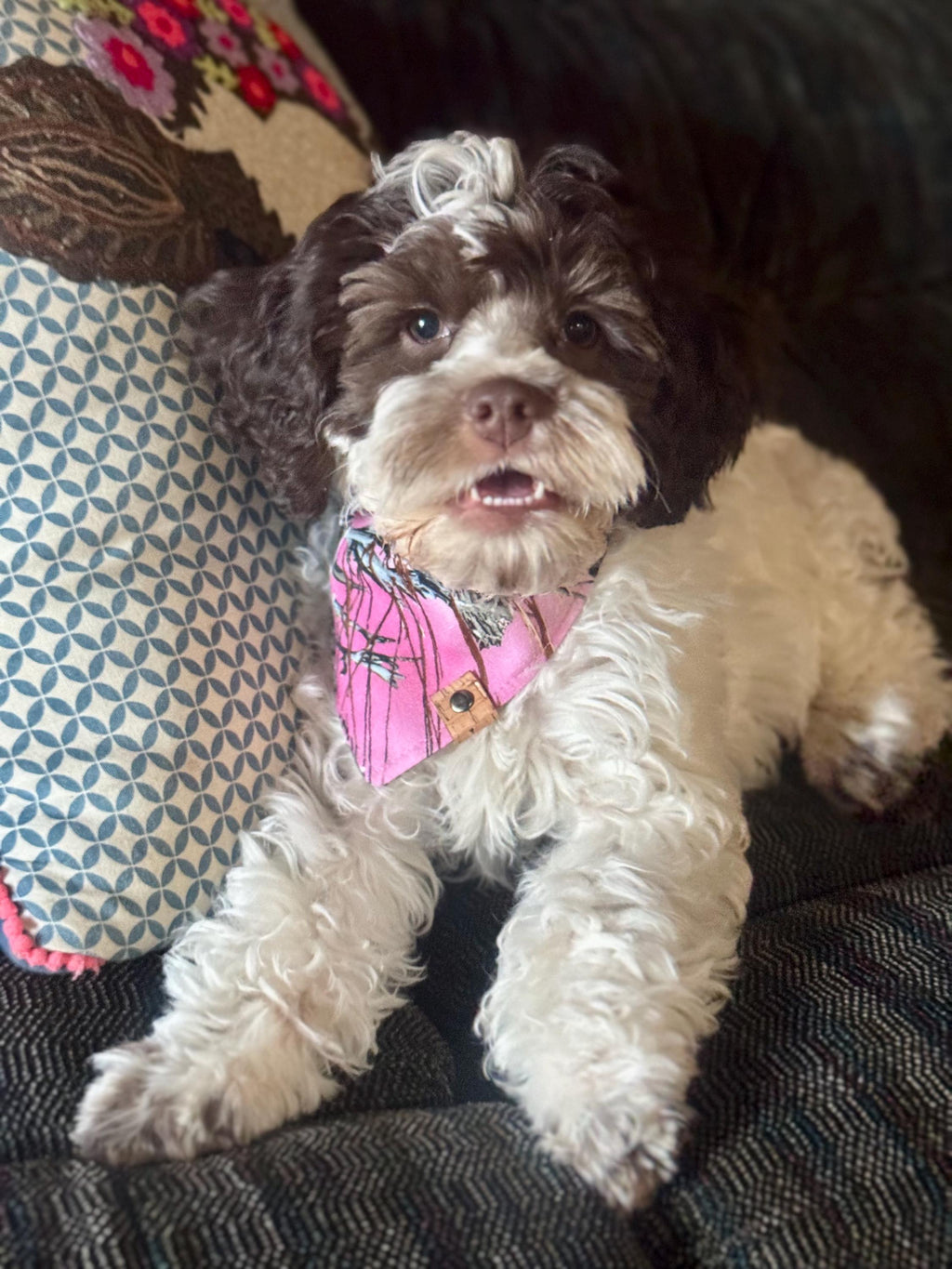 Pink Camo Dog Bandana: Handmade Tie-On Pet Scarf