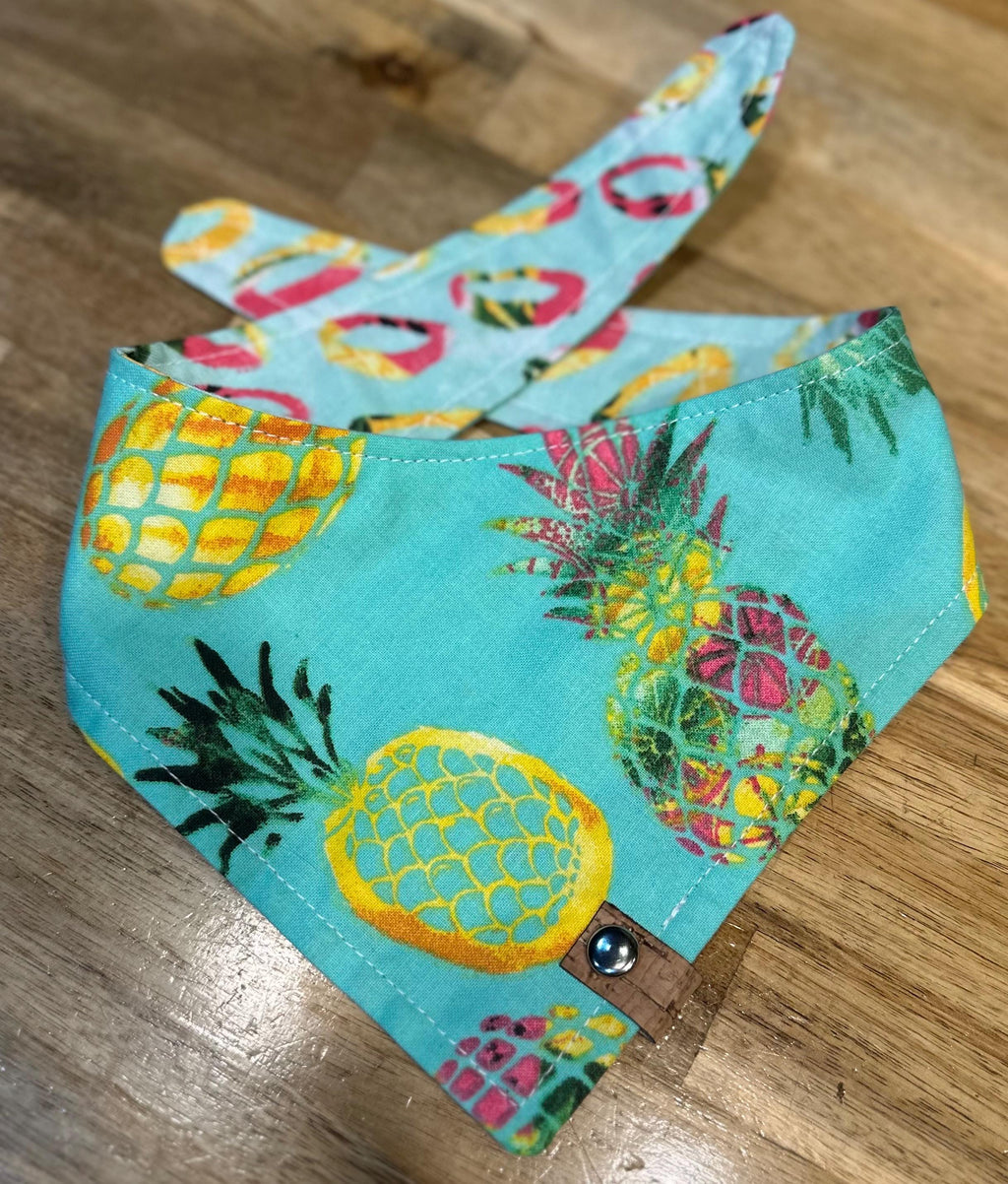 Pineapple Print Dog Bandana: Tropical Summer Tie-On Scarf