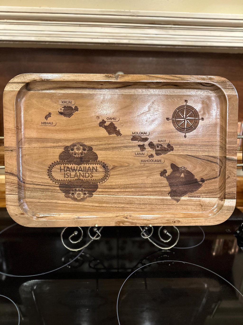 Personalized Hawaiian Islands Cutting Board: Tropical Wood Serving Tray