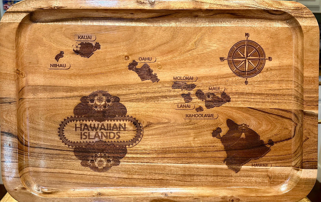 Personalized Hawaiian Islands Cutting Board: Tropical Wood Serving Tray