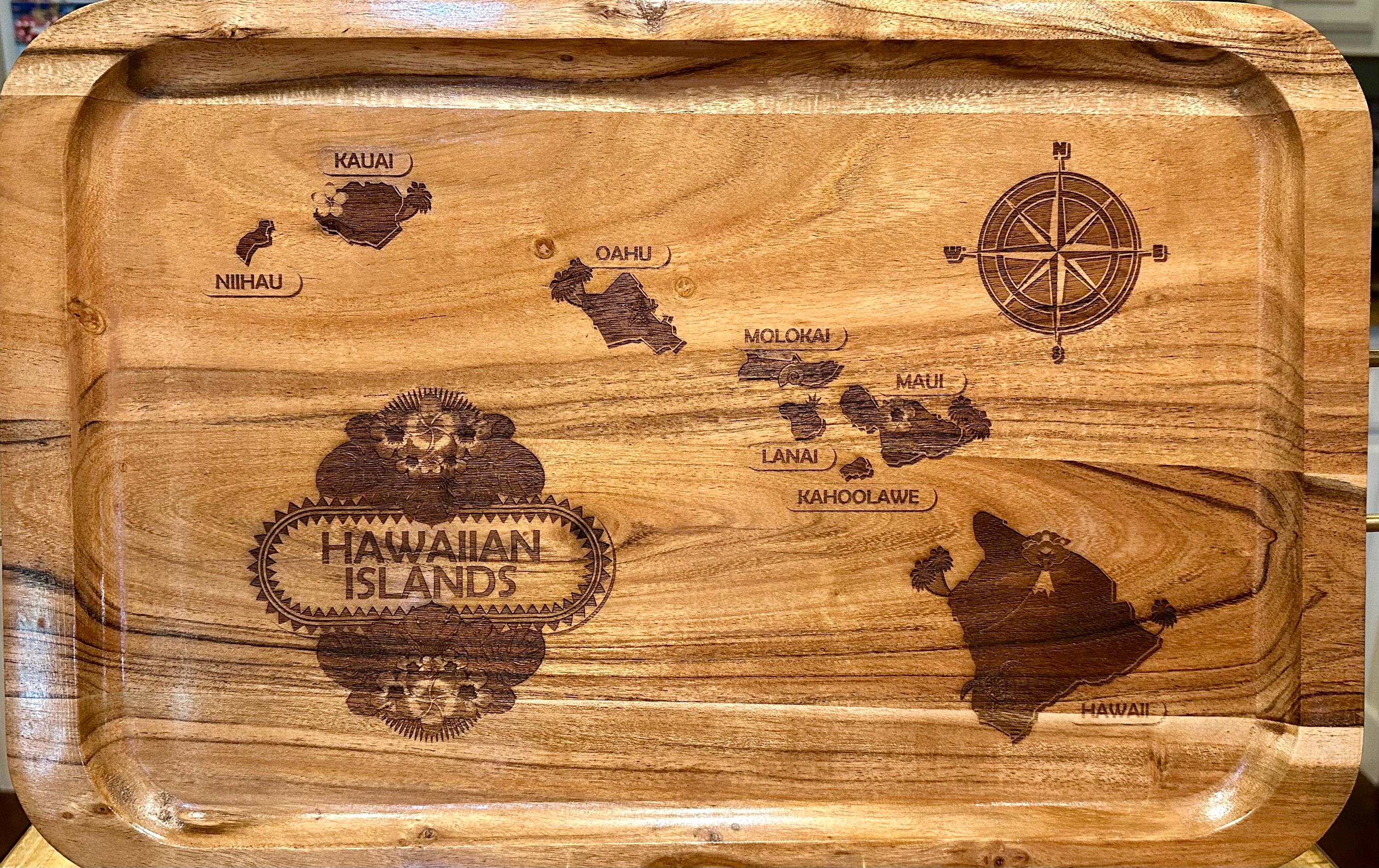 Personalized Hawaiian Islands Cutting Board: Tropical Wood Serving Tray