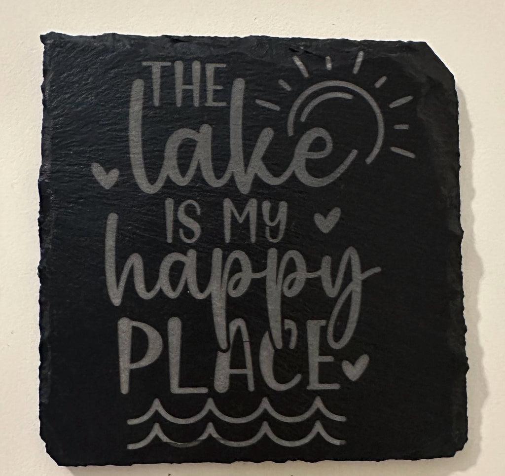 Lake-Themed Slate Coaster Set (Set of 4) – Lake Life Inspired Drink Coasters