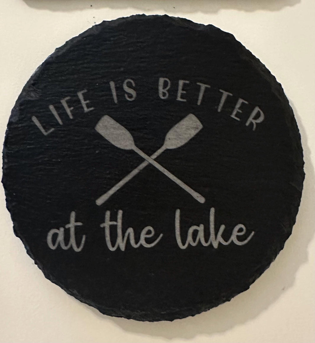 Lake-Themed Slate Coaster Set (Set of 4) – Lake Life Inspired Drink Coasters
