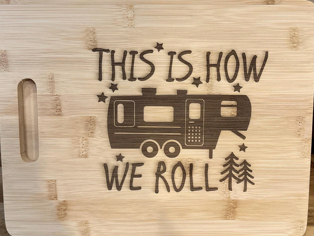 Personalized RV Bamboo Cutting Board: Camping Kitchen Decor