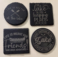 Lake-Themed Slate Coaster Set (Set of 4) – Lake Life Inspired Drink Coasters