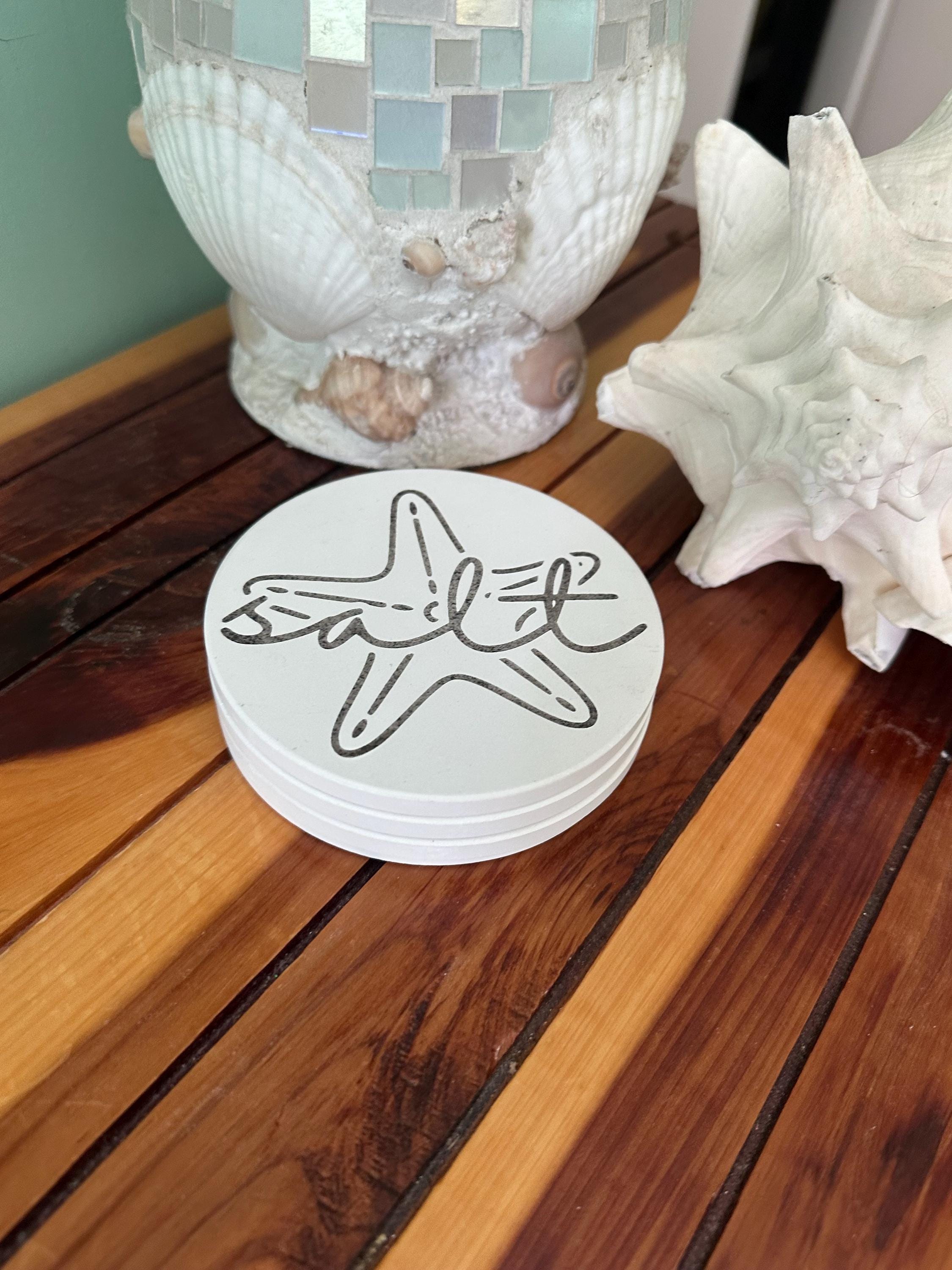 Beach Themed Ceramic Coasters: Coastal Ocean Decor, Set of 4