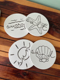 Beach Themed Ceramic Coasters: Coastal Ocean Decor, Set of 4