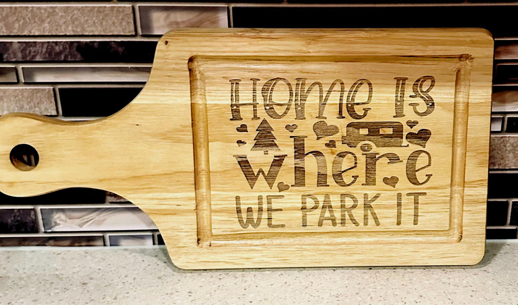 Personalized RV Camping Cutting Board: Engraved Beechwood Camper Gift