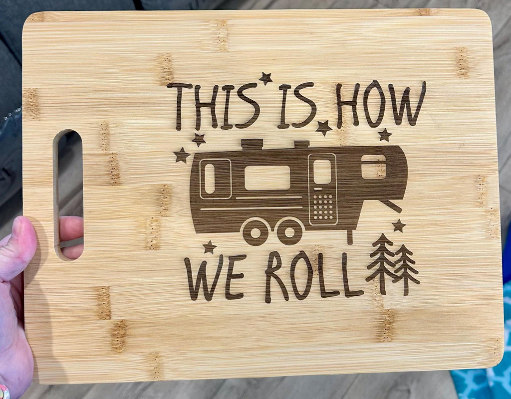 Personalized RV Bamboo Cutting Board: Camping Kitchen Decor