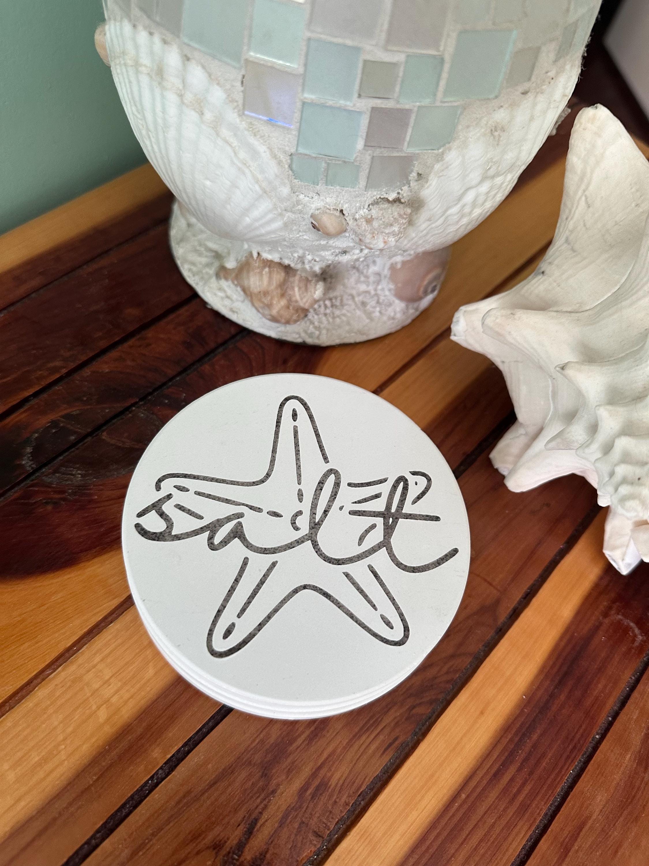 Beach Themed Ceramic Coasters: Coastal Ocean Decor, Set of 4