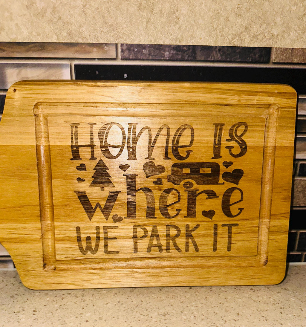 Personalized RV Camping Cutting Board: Engraved Beechwood Camper Gift