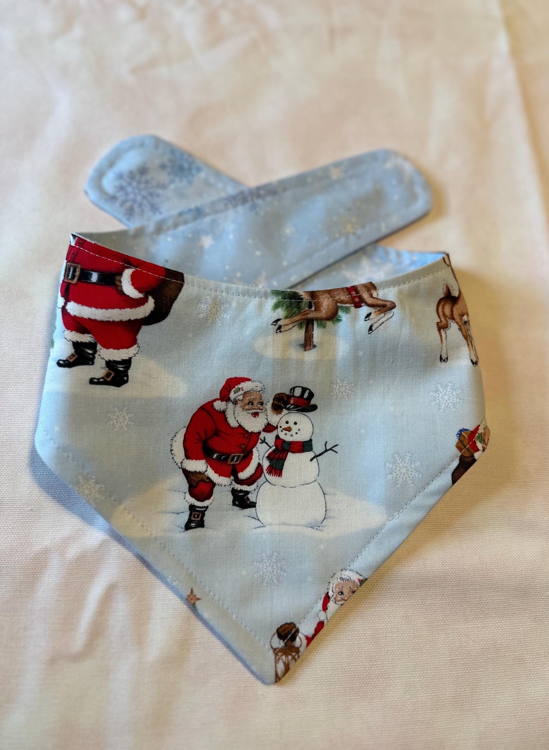 Christmas Dog Bandana: Santa, Snowmen & Rudolph - Handmade Holiday Scarf