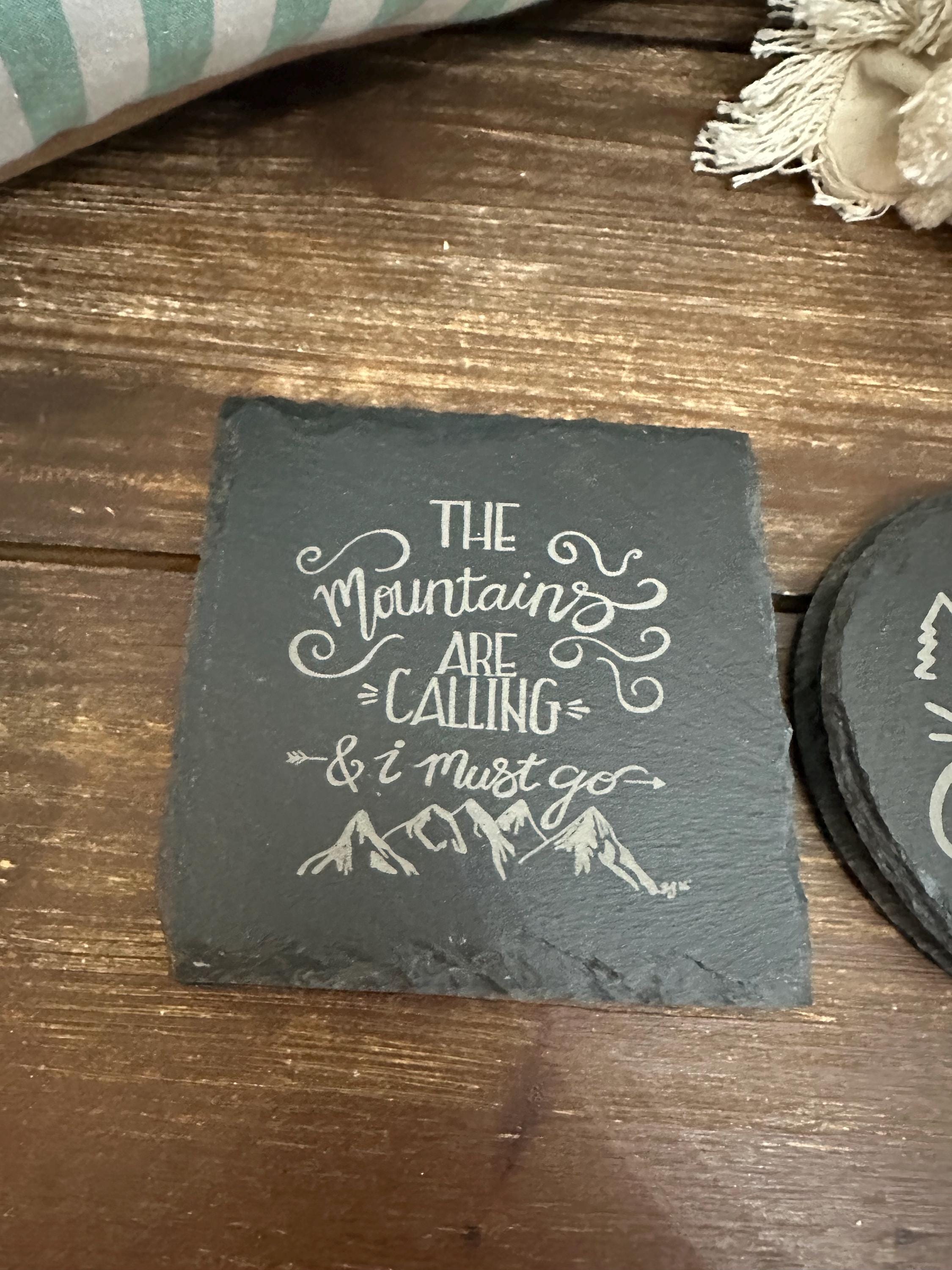 Camping Slate Coasters Set | Rustic Outdoor Drink Coasters | Adventure Cabin Decor | RV Gift