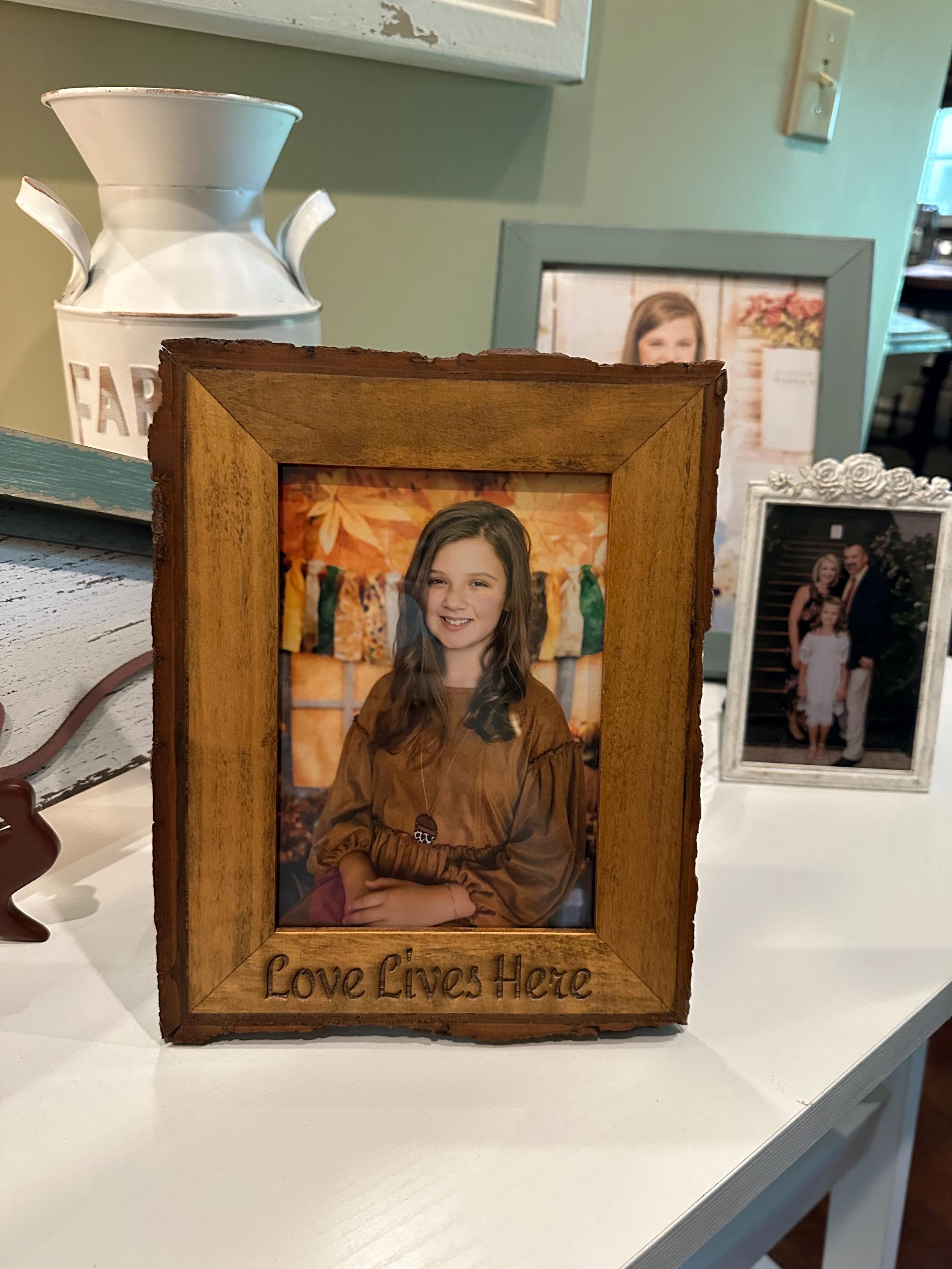 Laser Engraved Rustic Wood Picture Frame 5x7 - "Love Lives Here"