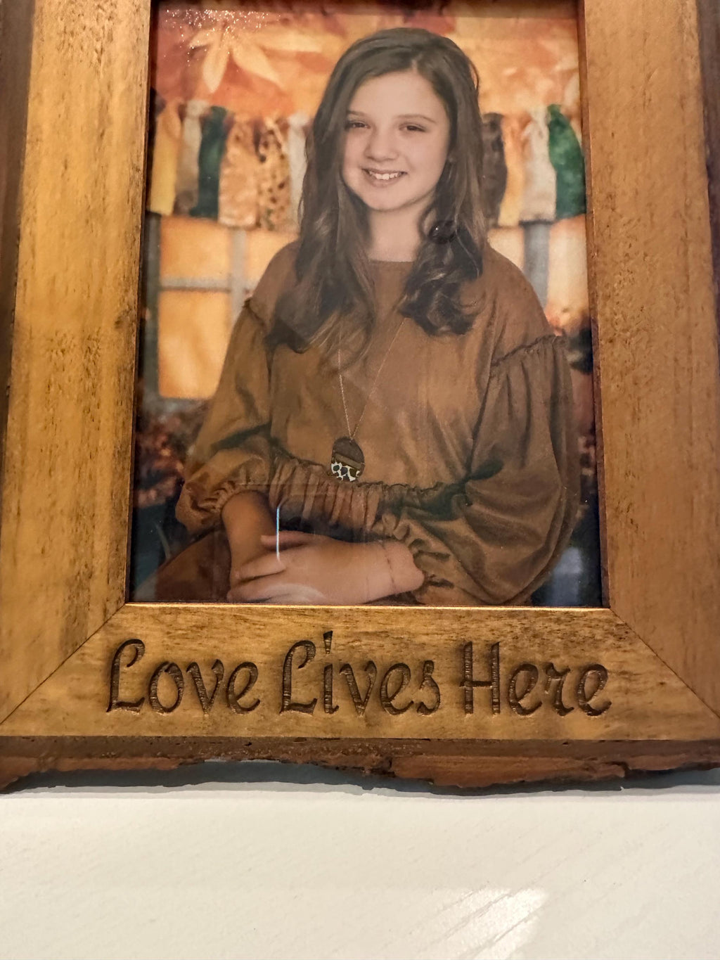 Laser Engraved Rustic Wood Picture Frame 5x7 - "Love Lives Here"