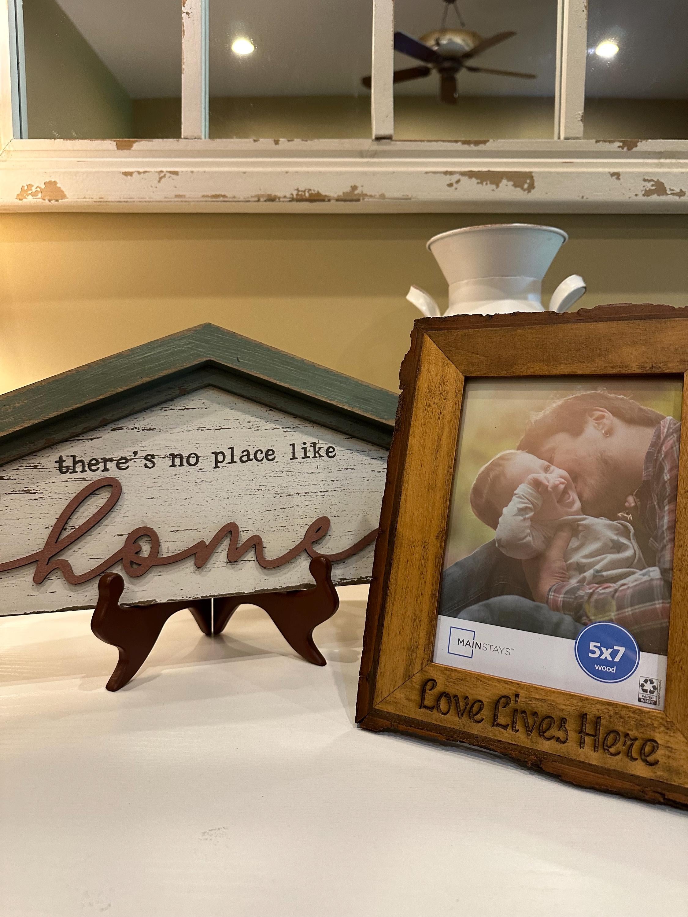 Laser Engraved Rustic Wood Picture Frame 5x7 - "Love Lives Here"