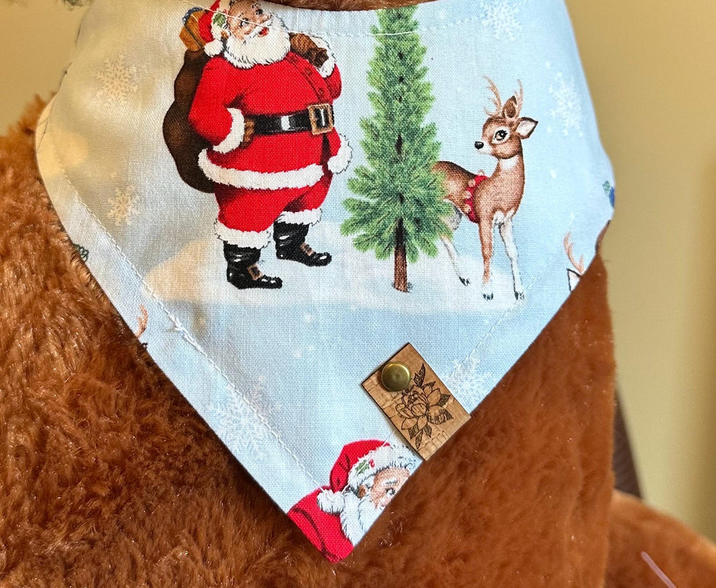 Christmas Dog Bandana: Santa, Snowmen & Rudolph - Handmade Holiday Scarf