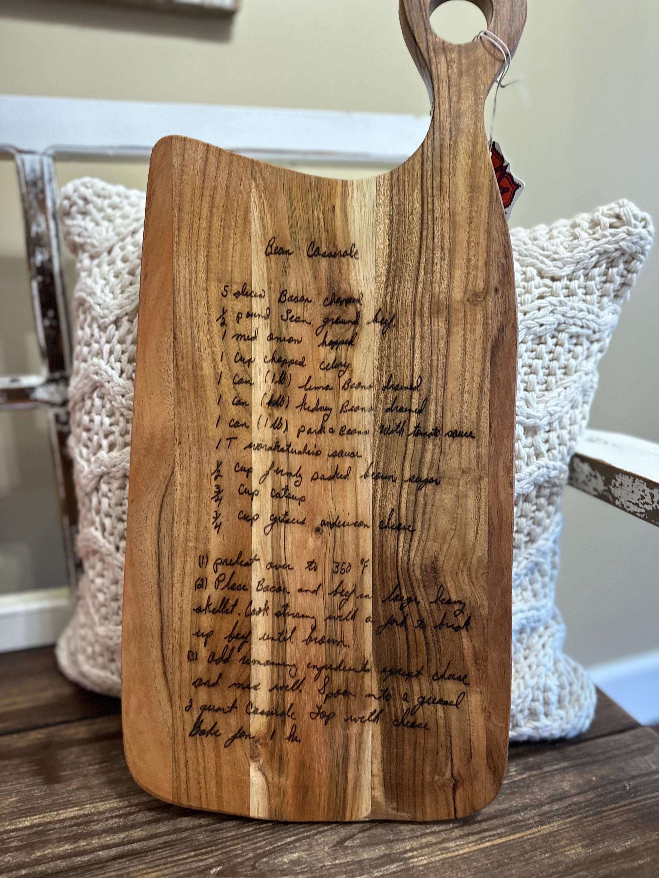 Personalized Recipe Cutting Board | Laser Engraved Handwritten Family Keepsake