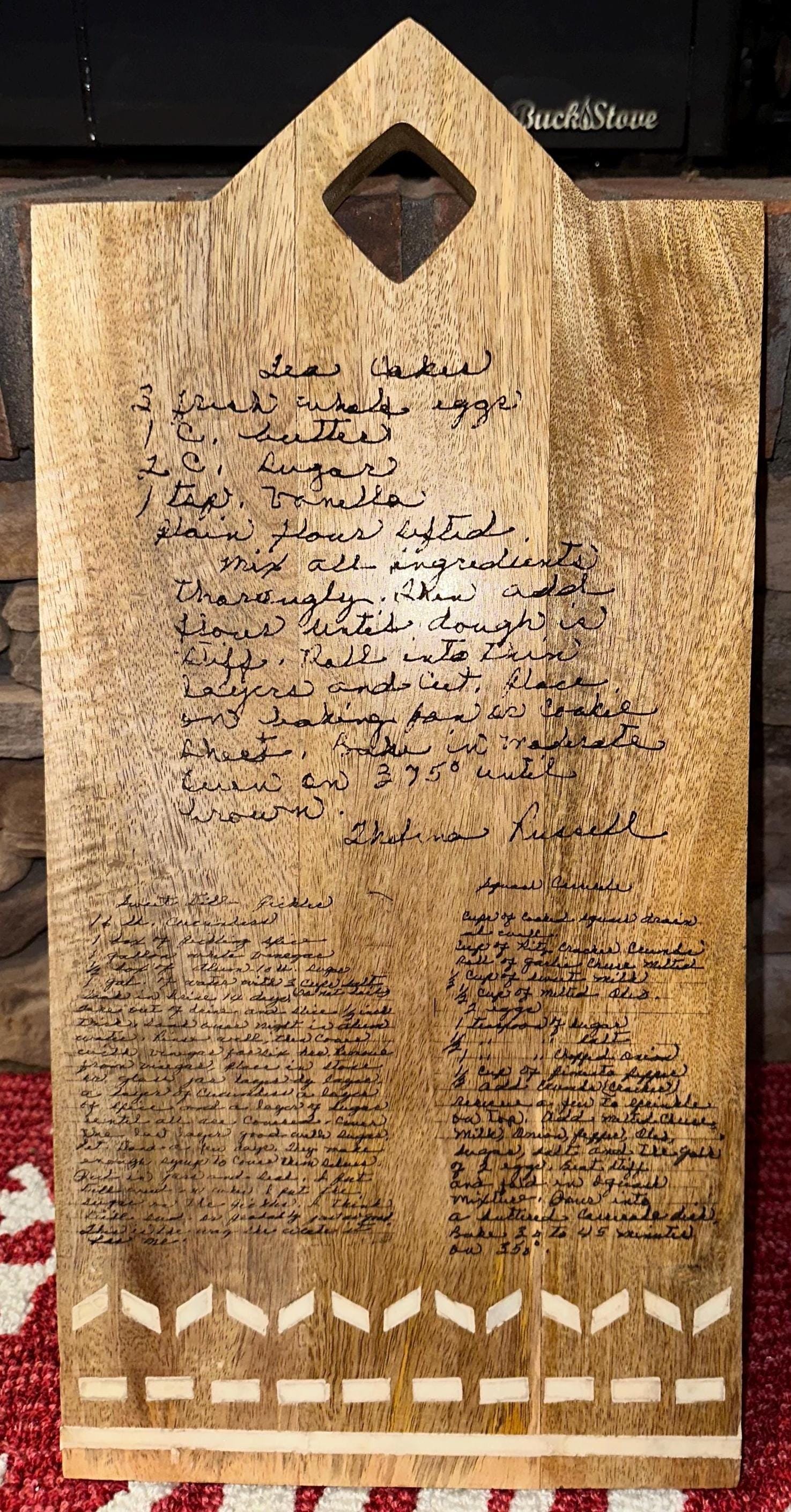 Personalized Recipe Cutting Board | Laser Engraved Handwritten Family Keepsake