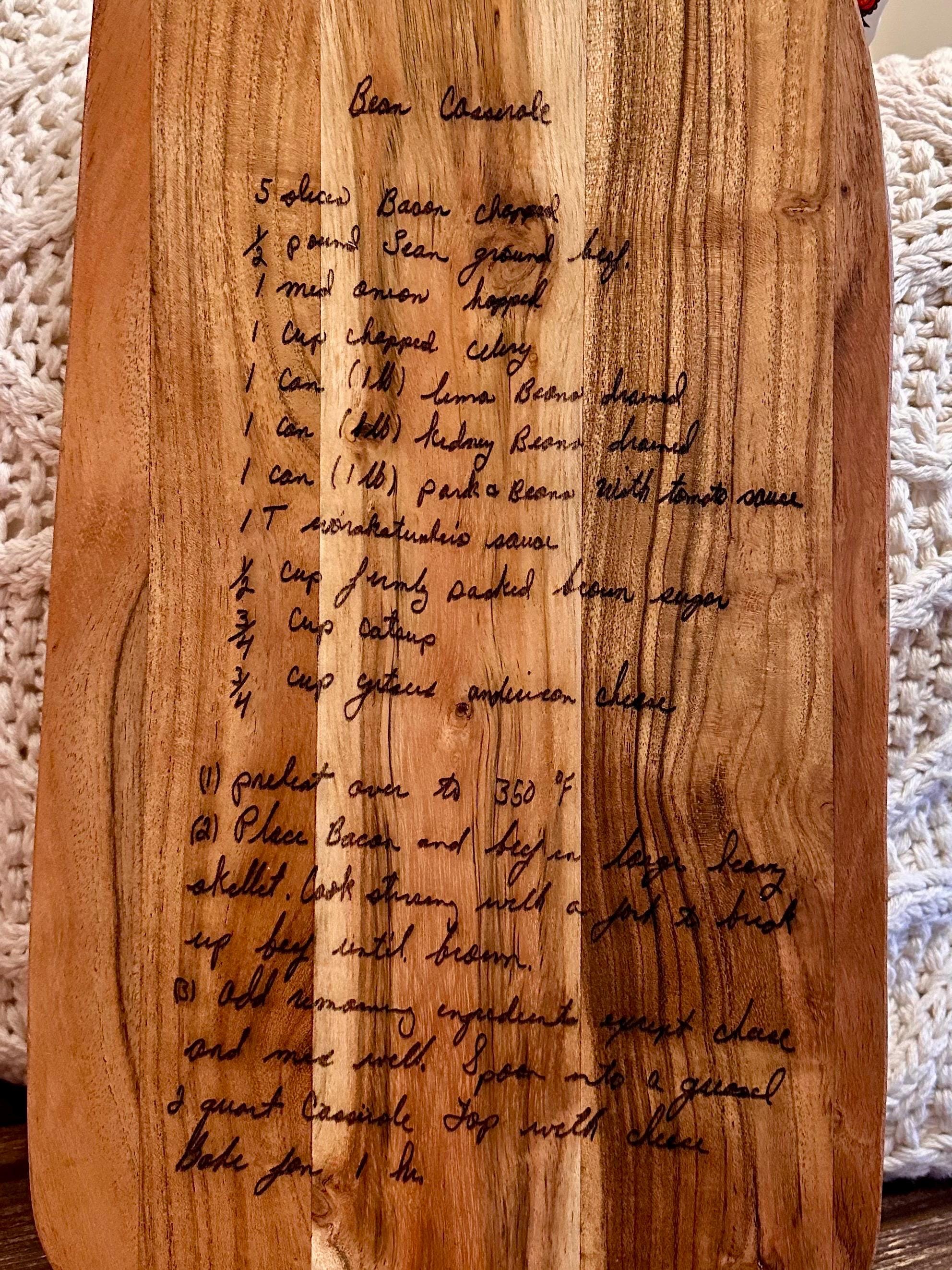 Personalized Recipe Cutting Board | Laser Engraved Handwritten Family Keepsake