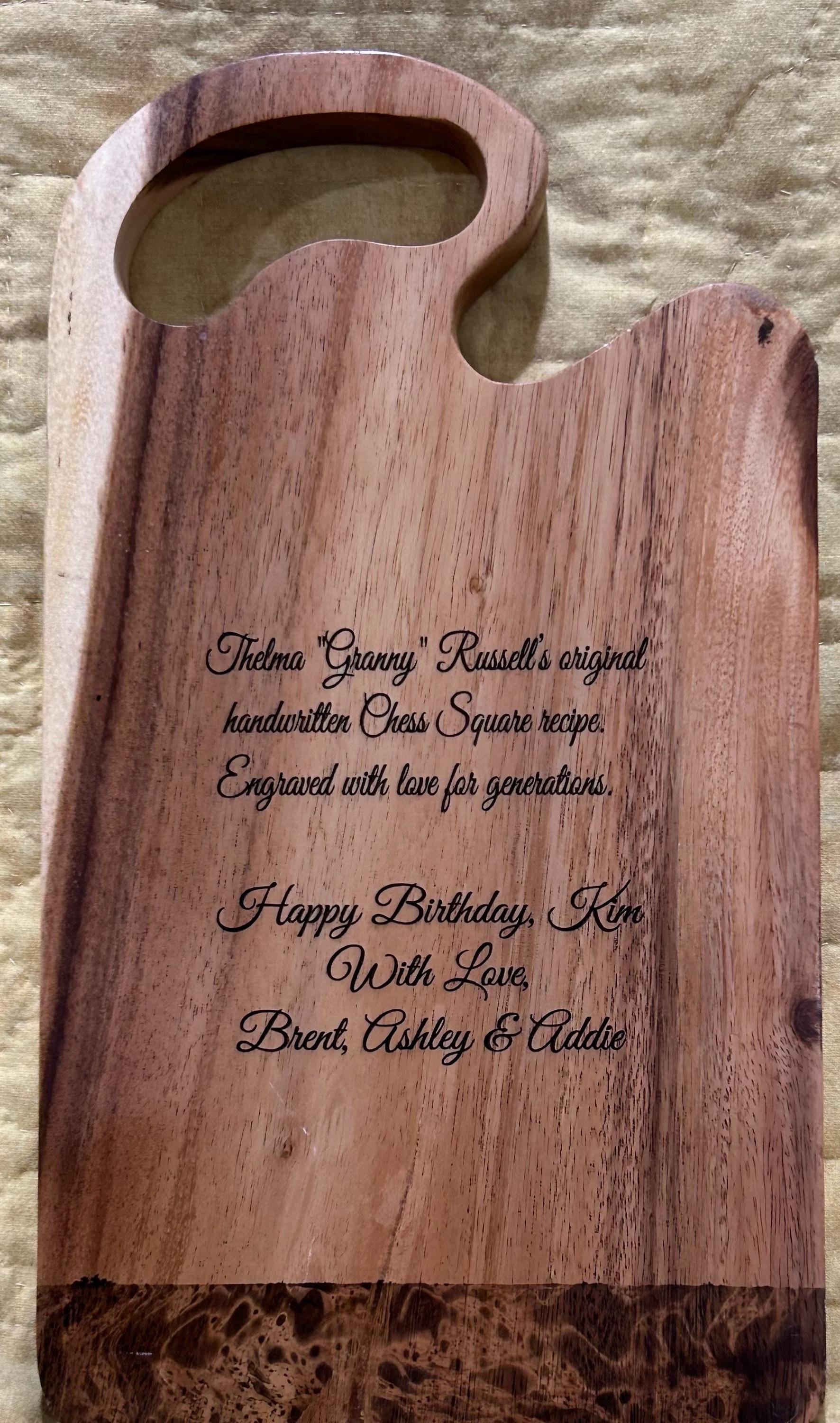 Personalized Recipe Cutting Board | Laser Engraved Handwritten Family Keepsake