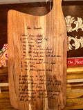 Personalized Recipe Cutting Board | Laser Engraved Handwritten Family Keepsake