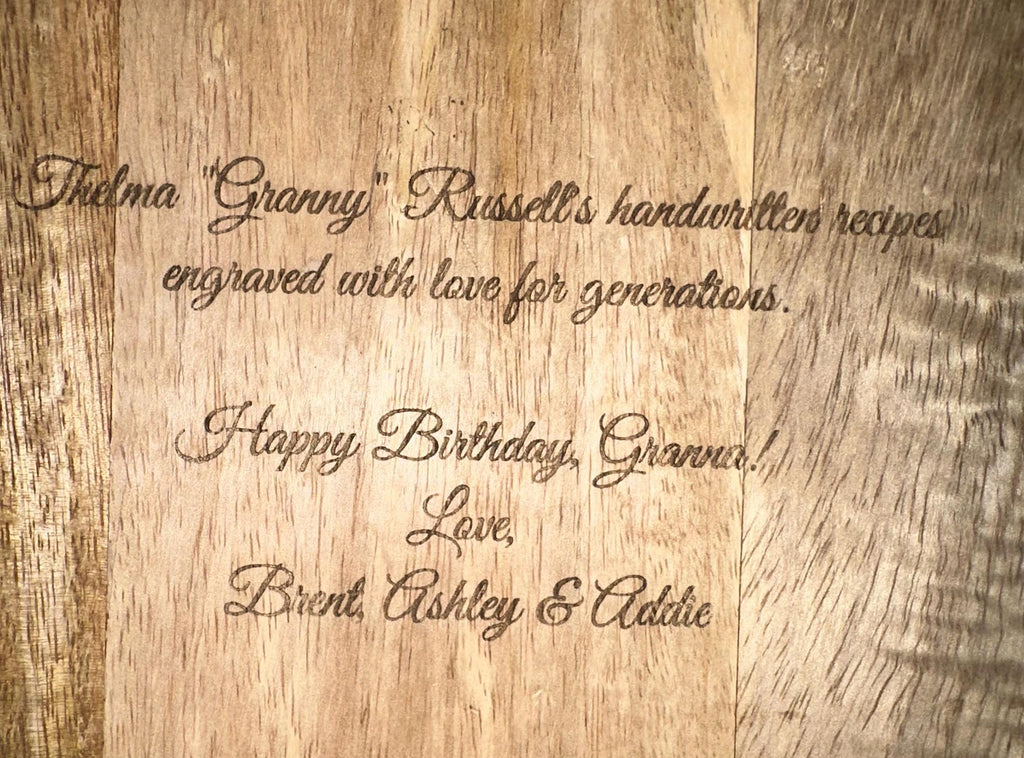 Personalized Recipe Cutting Board | Laser Engraved Handwritten Family Keepsake
